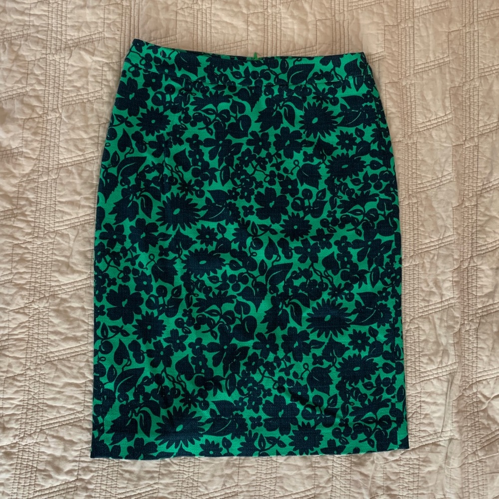 Boden | Green and Navy Pencil Skirt | US 4R